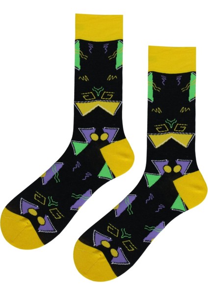 Geometri Desenli Renkli Unisex Burnu Dikişsiz Çorap