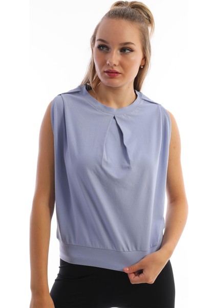 Lila Kolsuz Pili Detaylı Bluz