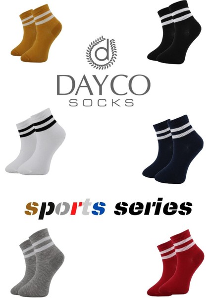 Çizgili Renkli Kadın Tenis Çorabı Dikişsiz 6'lı modelleri