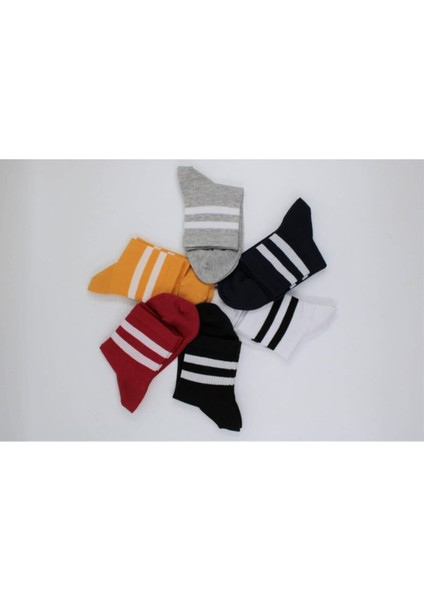 Çizgili Renkli Kadın Tenis Çorabı Dikişsiz 6'lı indirimleri