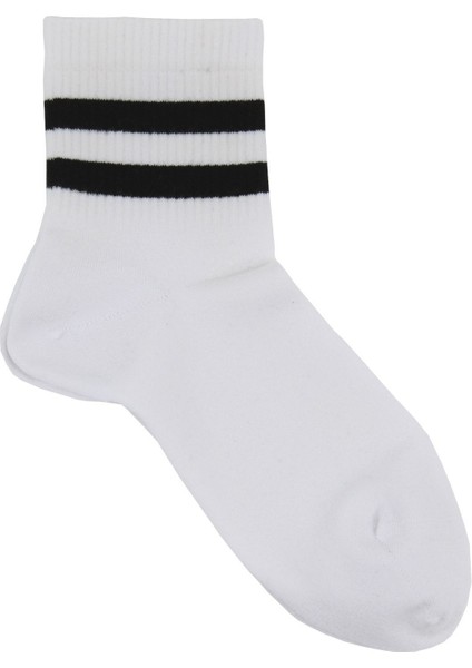 Çizgili Renkli Unisex Tenis Çorabı Dikişsiz 4'lü (Siyah, Beyaz, Gri Melanj, Lacivert modelleri