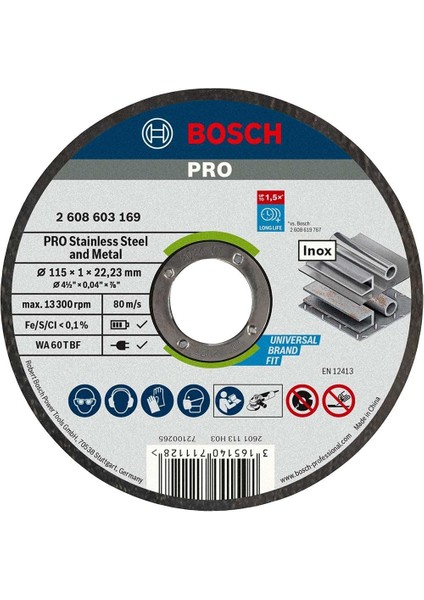 115x1 mm Rapido Çoklu Malzeme Kesme Taşı 2608602384 ( 25 adet )