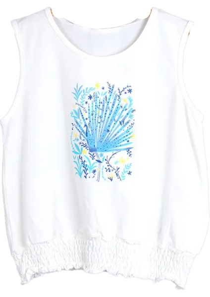 Firuze Baskılı Kız Atlet T-Shirt – Pamuklu, Esnek, Lastikli Bel Tasarım