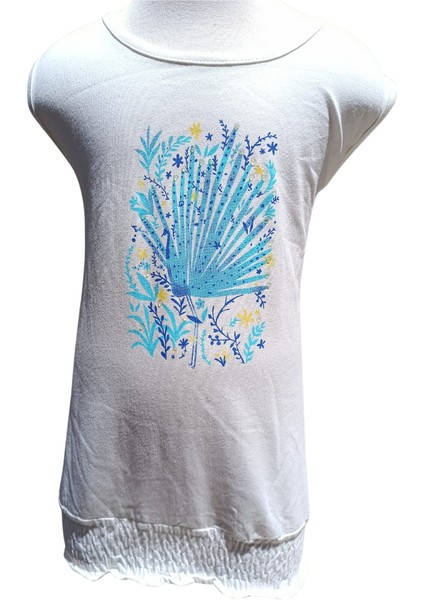 Firuze Baskılı Kız Atlet T-Shirt – Pamuklu, Esnek, Lastikli Bel Tasarım