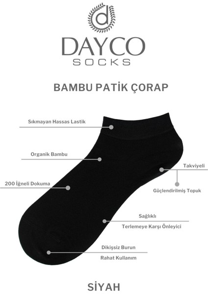 Siyah Renk Yazlık Kadın Bambu Patik Çorap 6'lı Set fiyatları