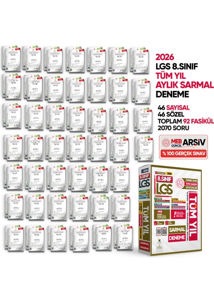 2026 8.Sınıf LGS TÜM YIL Aylık SARMAL Konu Deneme Seti MEB Örnek Soru Tıpkı Basım Çözümlü PAKET