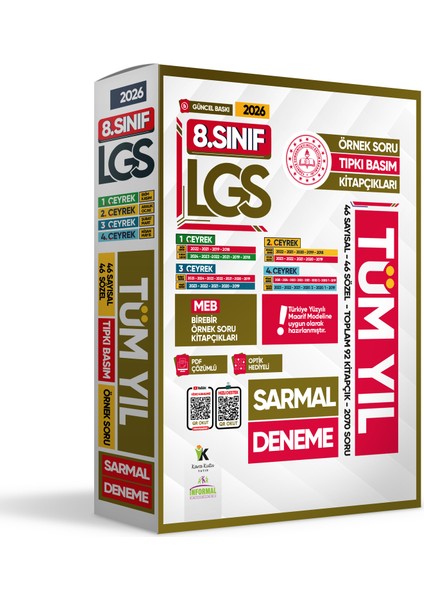 2026 8.Sınıf LGS TÜM YIL Aylık SARMAL Konu Deneme Seti MEB Örnek Soru Tıpkı Basım Çözümlü PAKET modelleri