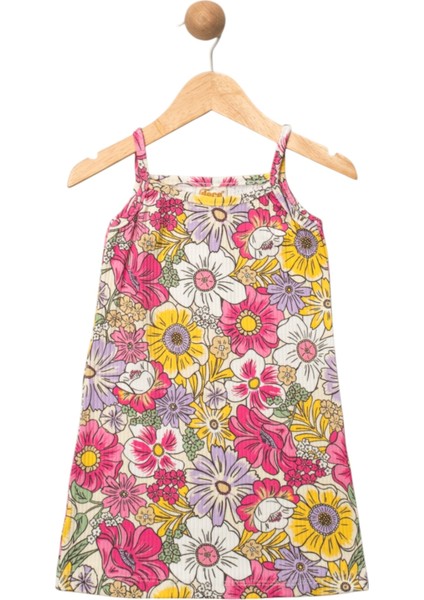 Çiçek Desenli Elbise Fuşya