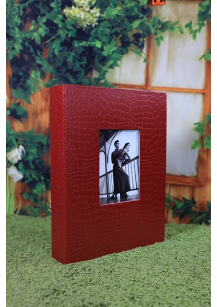 15x21 cm 200'lük Deri Fotoğraf Albümü Kırmızı