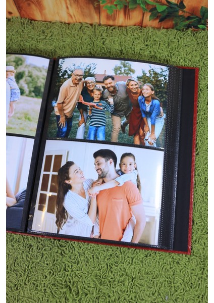 15x21 cm 200'lük Deri Fotoğraf Albümü Kırmızı modelleri