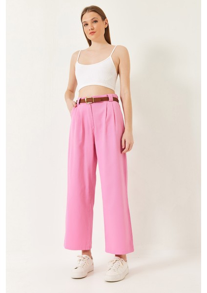 Kadın Kemerli Kalın Köprülü Gabardin Pantolon modelleri