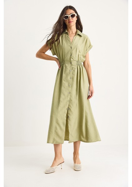 Kadın Beli Lastikli Crush Gömlek Elbise modelleri