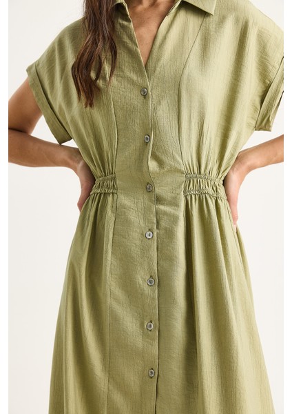 Kadın Beli Lastikli Crush Gömlek Elbise fırsatları