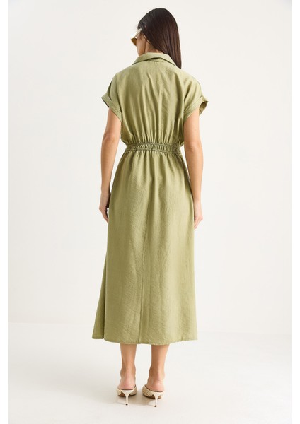 Kadın Beli Lastikli Crush Gömlek Elbise indirimleri