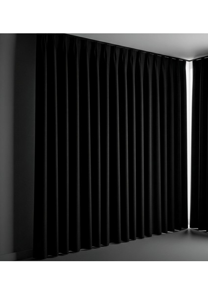 Blackout Işık Geçirmez Dikili Halde Fon Perde Siyah Pilesiz+Bağlama Kuşağı ve Yıkama Torbası Hediyeli