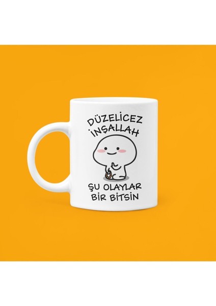 Baskılı Beyaz Kupa Bardak, Pozitif Temalı ve Şık Tasarım