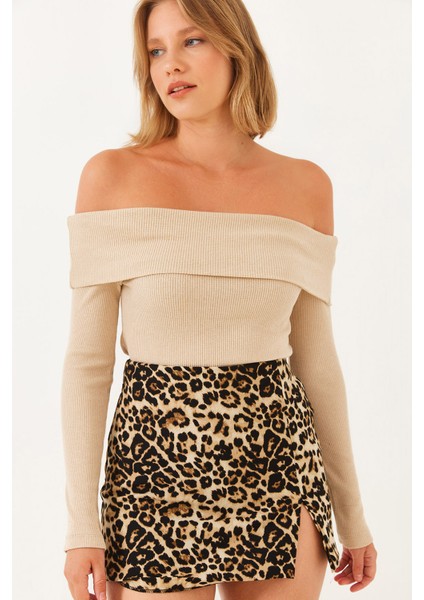 Kadın Madonna Yaka Kaşkorse Bluz