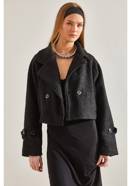 Kadın Kısa Kruvaze Buklet Ceket