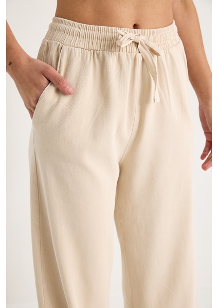 Kadın Beli Lastikli Paça Detaylı Palazzo Kalıp Pamuk Gabardin Yazlık Pantolon indirimleri