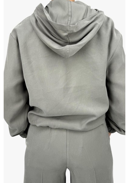 Fermuarlı Kapşonlu Haki Tensel Ceket - SRP1140 modelleri