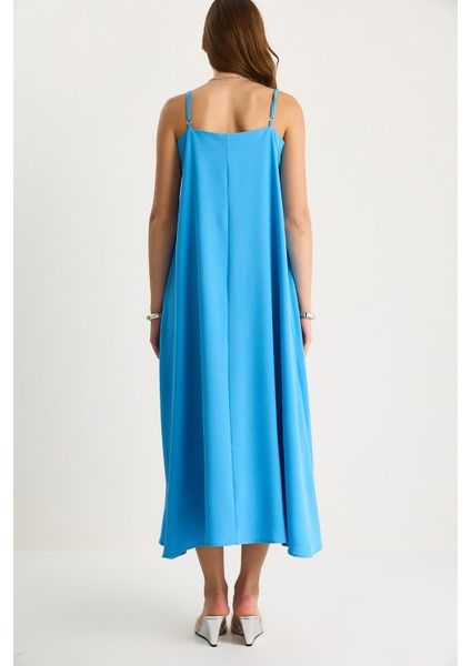 Kadın Ip Askılı Astarlı Dökümlü Rahat Yazlık Elbise modelleri