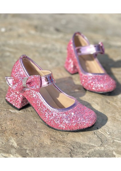 Çocuk Topuklu Ayakkabı, Fiyonklu Çocuk Topuklu Ayakkabı