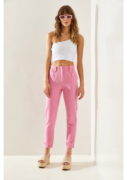 Kadın Apoletli Gabardin Pantolon