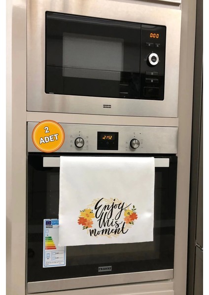 Bu Anın Tadını Çıkar Mutfak Kurulama Fırın Beyaz El Havlusu %100 Pamuklu 35X50CM 2 Adet