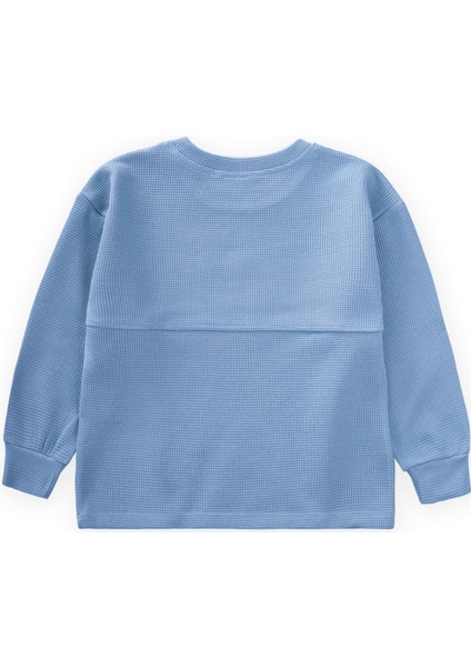 Oversize Waffle Mevsimlik T-Shirt 2-14 Yaş Indigo Mavi fiyatları