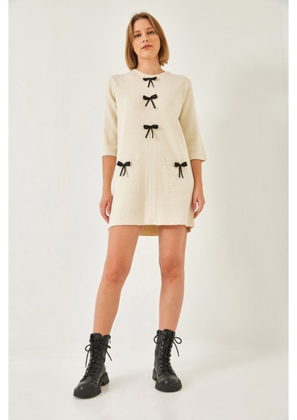 Kadın Fiyonk Detaylı Triko Elbise fiyatları