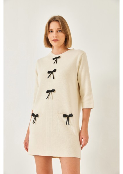 Kadın Fiyonk Detaylı Triko Elbise modelleri