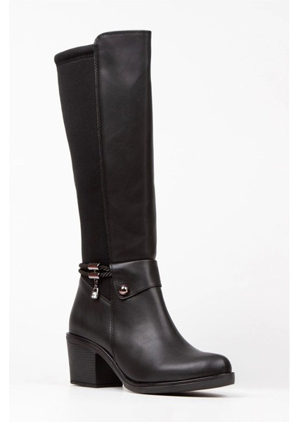 Kadın Sant Siyah Taş Dedaylı Topuklu Dalgıç Çizme modelleri