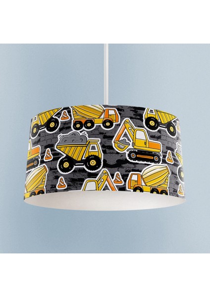 Renkli Iş Makinesi Desenli Çocuk Odası Avizesi, Şık ve Eğlenceli Işıklandırma