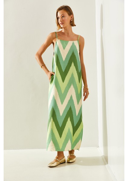 Kadın Ip Askılı Yırtmaçlı Desenli Fr Elbise fiyatları