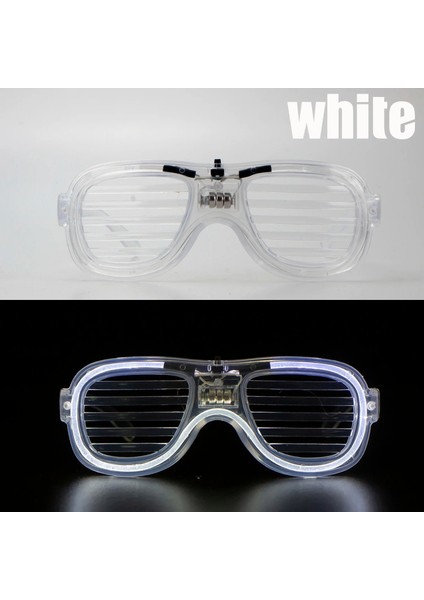 Beyaz LED Işıklı Parti Gözlüğü - Neon Glow Şerit Gözlük 3 Modlu