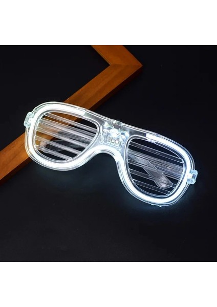 Beyaz LED Işıklı Parti Gözlüğü - Neon Glow Şerit Gözlük 3 Modlu fırsatları