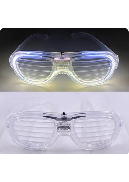Beyaz LED Işıklı Parti Gözlüğü - Neon Glow Şerit Gözlük 3 Modlu indirimleri