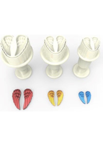 Renkli Mini Kanatlı Şeker ve Kurabiye Kalıbı, 3'lü Set