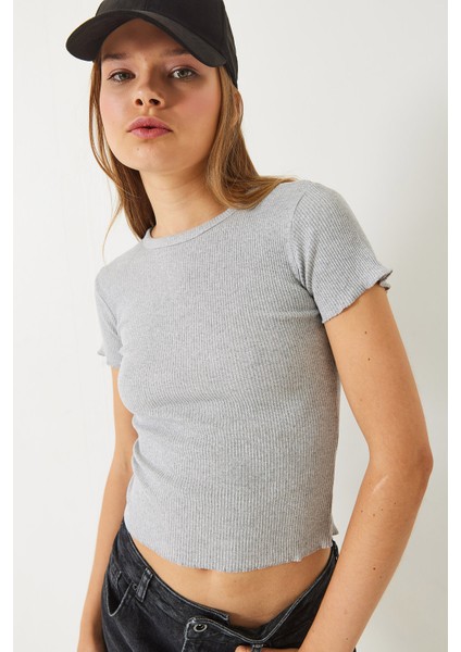 Kadın Fitilli Kaşkorse Basic T-Shirt