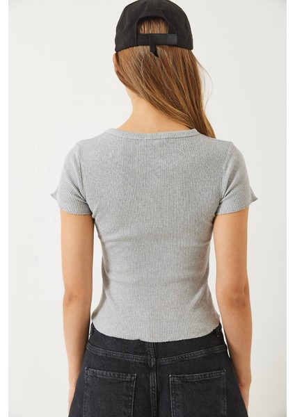 Kadın Fitilli Kaşkorse Basic T-Shirt modelleri