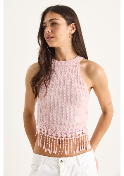 Kadın Örgülü Püsküllü Triko Bluz modelleri