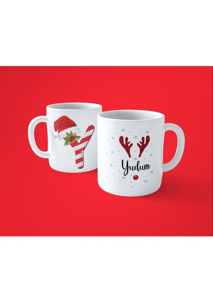 Yılbaşı Temalı Beyaz Kupa Bardak, Harfli Isimli, Şık ve Kullanışlı Tasarım