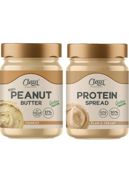 Proteinli Fıstık Ezmesi (Peanut Butter) 300 gr - Proteinli Fındık Kreması (Protein Spread) 350 gr