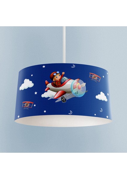 Uçak Desenli Mavi ve Beyaz Modern Avize, Şık ve Hafif Aydınlatma Seçeneği