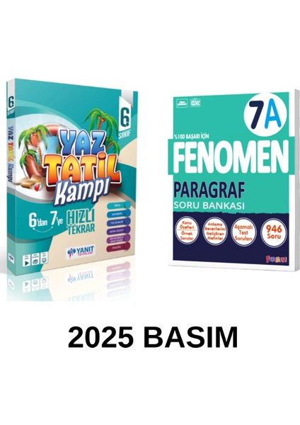 6. Sınıf Yaz Tatil Kitabı ve Fenomen 7A Paragraf Soru Bankası Seti