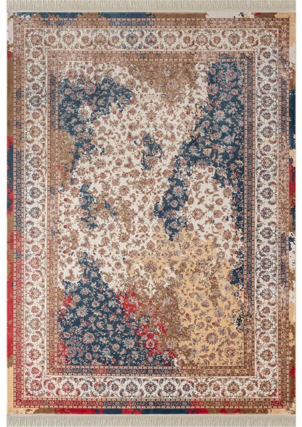 Diamente DM006R Bej Krem Çerçeveli Halı Modern Klasik Desen 100 Tarak Bambu Viskon Ipek Serisi