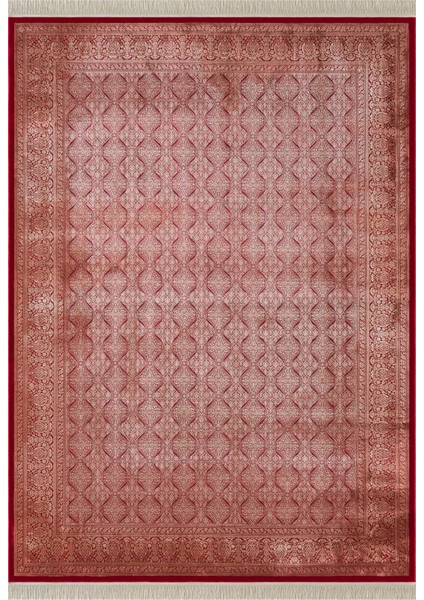Imperial Luxe IL007J Kırmızı Çerçeveli Halı Klasik Desen 100 Tarak Bambu Viskon Ipek Serisi