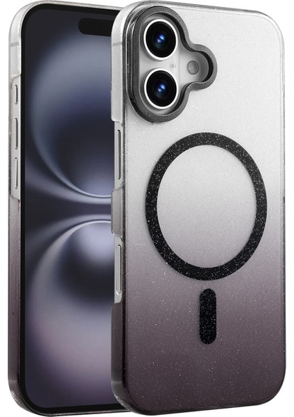iPhone 16 Plus Kılıf Simli Shinys Glossy Manyetik Şarjlı Kapak