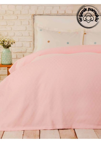 Pike Takımı, Çift Kişilik, Dama Desenli, Pudra Renk, Yumuşak ve Rahat Doku