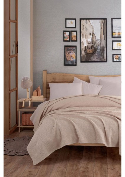 Karde Pike Örtü, Çift Kişilik, 200X230CM, Koyu Bej, Yumuşak ve Şık Tasarım fırsatları